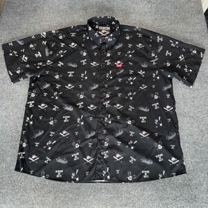 DIXXON Flannel Co Beware Shirt Mens 4XL Black Short Sleeve Button Up Moto Casual